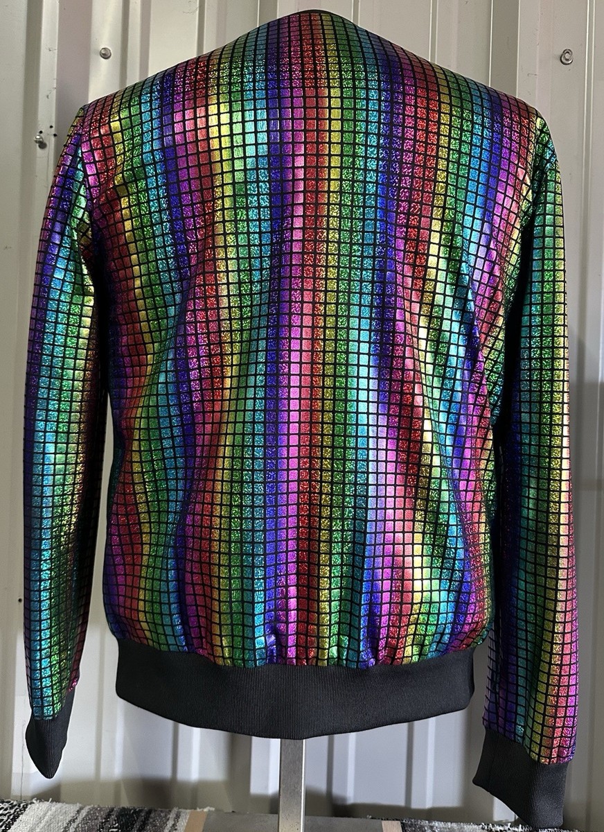 Jogal Style Disco Full Zipe Bomber Disco Dance Metallic Rainbow
