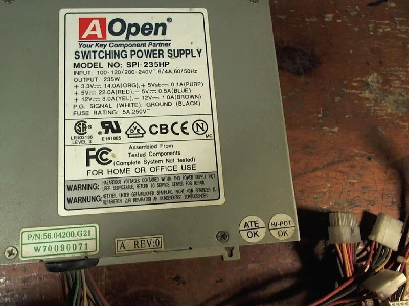SPI-235HP acer / aopen 235 watt atx power supply 235W 20 pin - Image 4 of 4