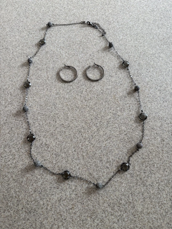 Lia Sophia 珠宝 Standing Ovation 耳环 Hematite & Jody 水晶项链 EC — 第 2/4 张图片