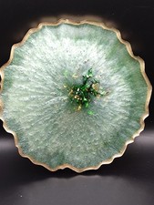 Agate geode style Green & gold leaf resin coaster - bespoke custom made! 