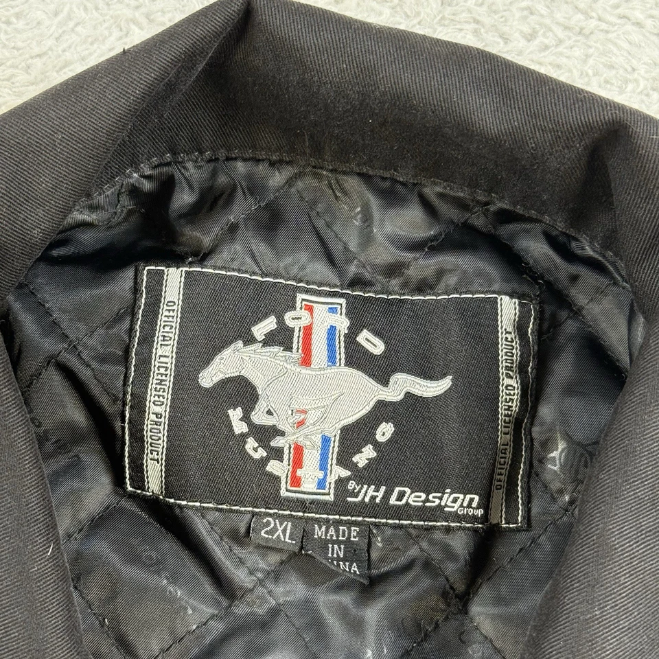 JH Design Ford Mustang Jacket Mens 2XL Black Embroidered Racing Lined Full Zip - Image 4 of 4