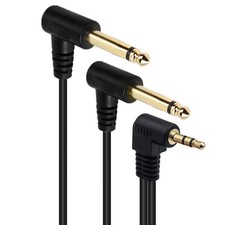 Qaoquda 3.5mm to 6.35mm Splitter Audio Cable, 90 Degree 1/8 TRS Stereo Male