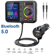 Bluetooth 5.0 FM Transmitter Car Wireless Adapter 2USB PD Charger AUX Hands-Free