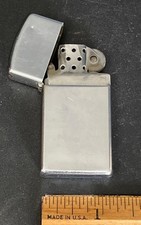 Vintage Zippo Slim Line Lighter – Chrome – Made in USA – Working Insert - 1968