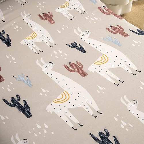 2PC Soft Bed Fitted Sheet and Pillowcases Set,Cute Camels Twin Light Grey - Picture 5 of 6