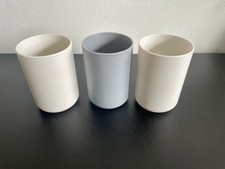 Toothbrush Holder Bathroom Cup Tumbler Plastic Set Of 3 Dark Grey Off White