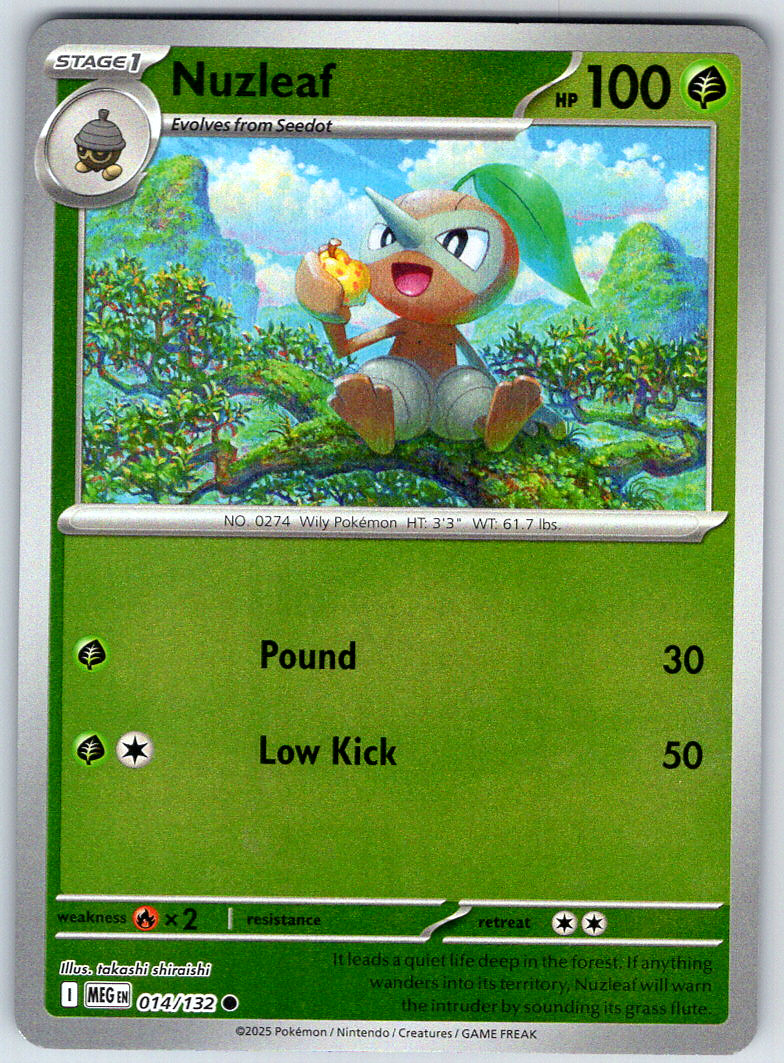 Nuzleaf 014/132 ME01: Mega Evolution Common Reverse Holo 2025 NM