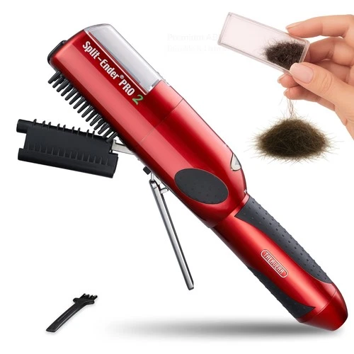 Split Ender PRO2 Cordless Rechargeable for Damaged Split Ends, Hair Trimmer Red