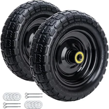 10" Solid Rubber Tires 4.10/3.50-4 Tire and Wheel Flat Free 2-Pack with 3/4" .