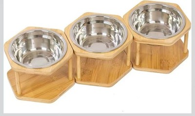 Set of 3 Single Elevated Cat Bowls, Stainless Steel Raised Cat Food Water Bowl