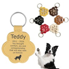 Personalised Leather Pet Memorial Hair Storage Keychain Paw | Cat & Dog Keepsake