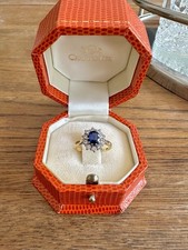 Charles Fox 18ct Yellow Gold Natural Blue Sapphire & Diamond Cluster Ring M