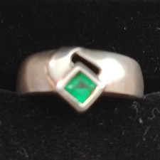 Sterlingsilber 925 Ring grüner quadratischer...