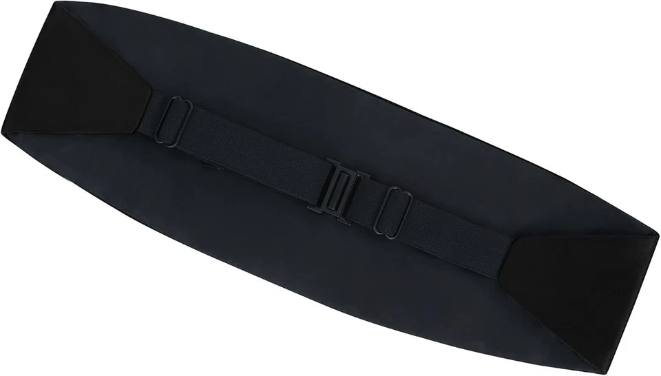 Lazo y faja ajustable satinada ajustable 100 % seda negra para hombre...  Foto 4 de 4