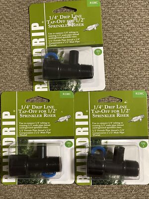 Raindrip R338C 1/4'' Drip Line Tap Off for 1/2'' Sprinkler Riser Lot Of 3