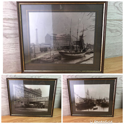 3 x Vintage Black & White Prints Stanbury & Son Miller & Corn Merchant Ship Yard