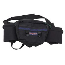 Vintage Jansport Hiking Black Fanny Pack Waist Water Bottle Holders USA Made
