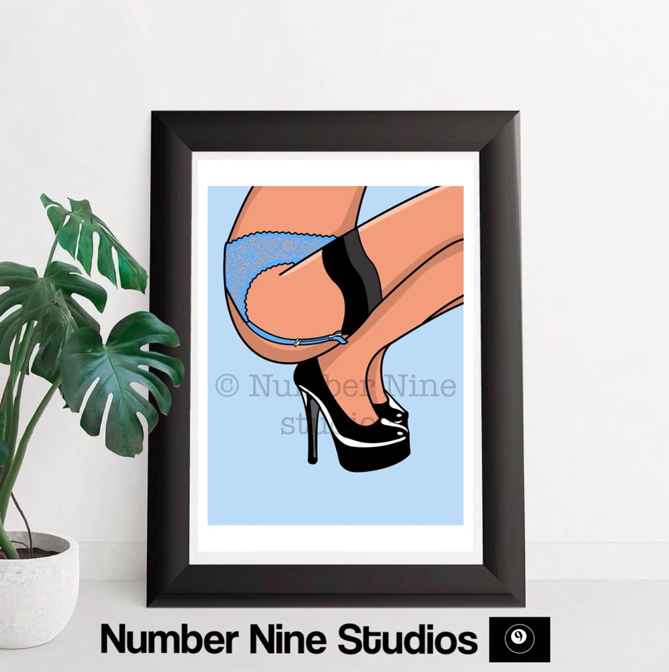 Pinup Pop Art Blue Illustration Artwork Print A3 signed, limited to 500 prints - Image 3 of 4