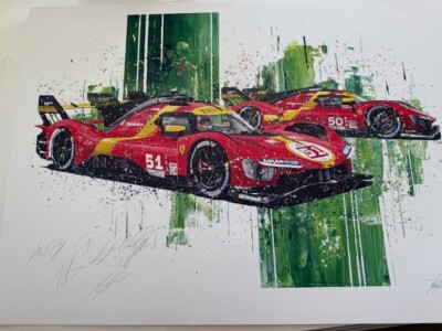 FERRARI 499P WEC CHAMPIONSHIP 6 DRIVER SIGNED GICLEE PRINT,DAVID JOHNSON,24 X34