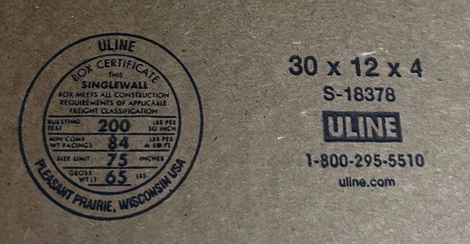 30" x 12" x 4" CARDBOARD BOX - 200 lb -  SINGLE BOX - Image 3 of 4