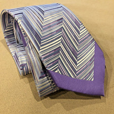 Steven Land 100 Silk Mens Neck Tie Purple Chevron Textured Striped Handcrafted