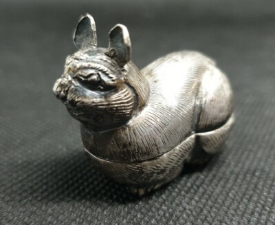 Antike Silber Katze Schmuckschatulle asiatisch kambodschanisch 900 Silber um 1920