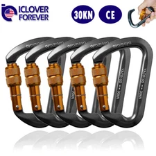 30kn Aluminum Carabiner Screwgate Locking Climbing Caving Clip Heavy Duty Pack