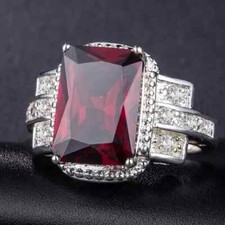 3.55 CT Simulated Ruby Ring 925 Silver Plated Luxurious Christmas Gifts Ring