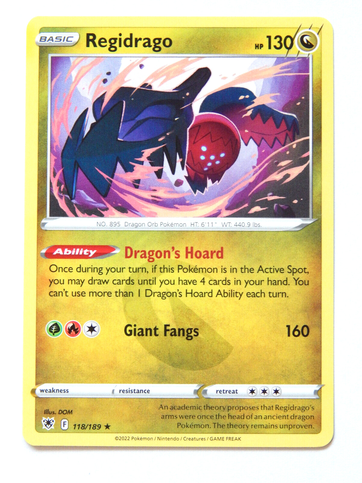 Regidrago 118/189 (NM, Pokemon Card, Astral Radiance, 2022, Dragon, Rare)