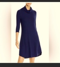 $128 Three Dots Cowl Neck Ribbed Midi Sweater Dress Size Small Comfort Slinky