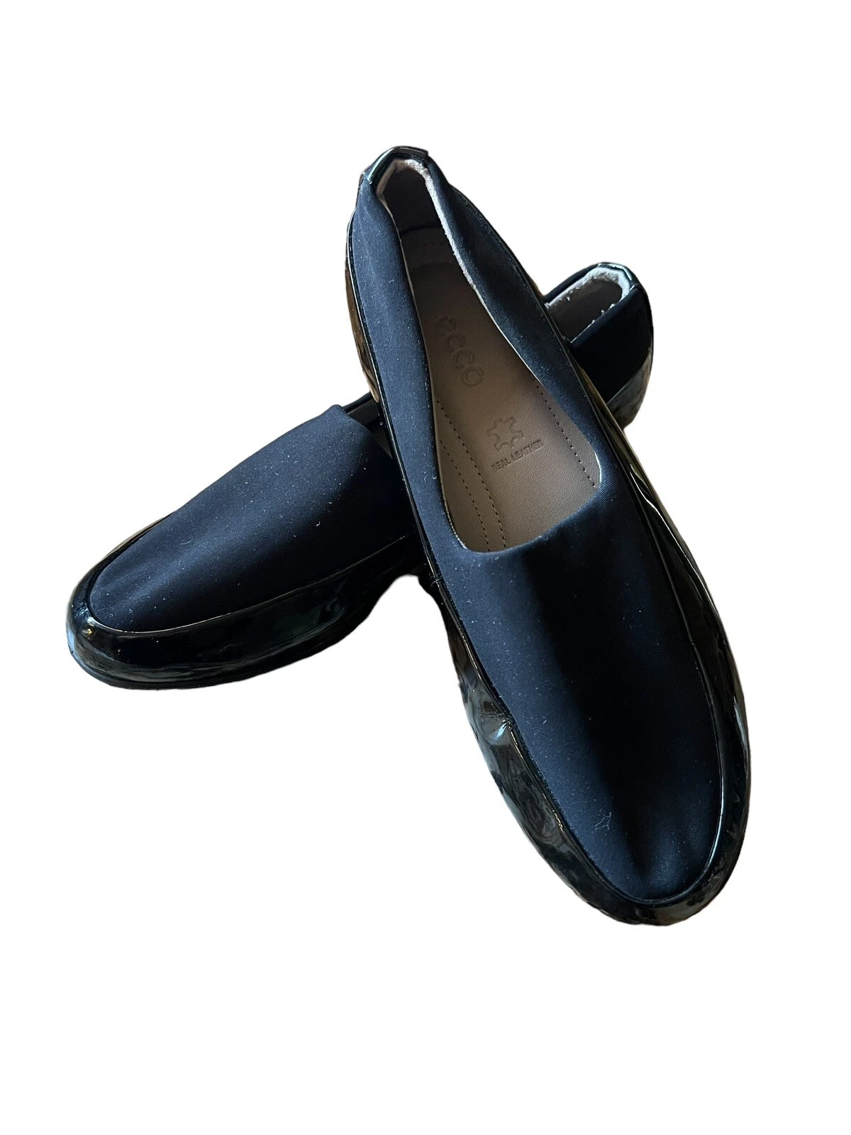 Mocassino piatto Ecco Touch 15 scarpe donna slip on nero pelle vernice tessuto 6 36