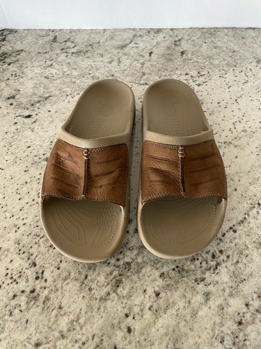 Crocs Yukon Mesa Slides Tan Material 