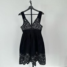 Charlotte Russe Sleeveless V Neck Midi Dress with White Floral Embroidery Size 7