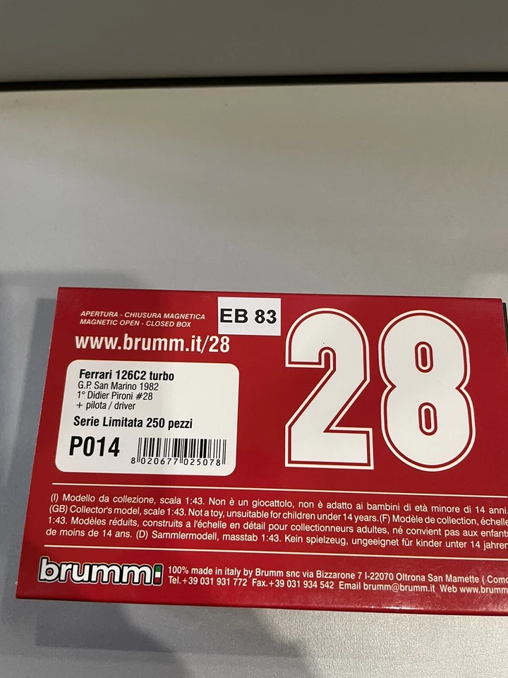 Brumm P014 Ferrari F1 126C2 #28 Winner Go San Marino 1982 Pironi +pilota - Immagine 2 di 4