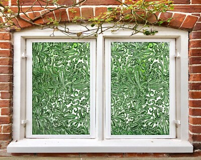 3D Green Texture A121 Window Film Print Sticker Cling Stained Glass UV Sinsin