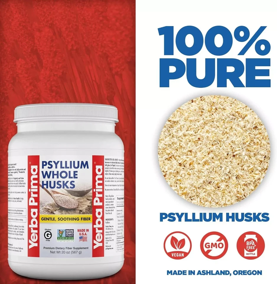 Yerba Prima Psyllium cáscaras enteras fibra limpieza de colon salud intestinal 20 oz caducidad 27/08 Foto 4 de 4