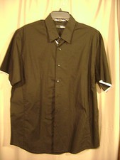 NWT Men's CULTURA Button Front Black Dress Shirt SS SZ L New 509