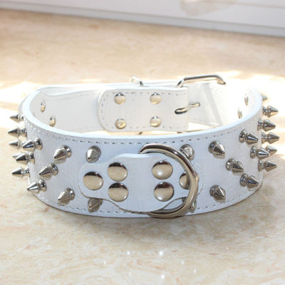 Leopard print Leather Spiked Studded Dog Collar for Pitbull Bully