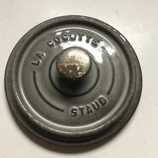 VTG Staub La Cocotte Gray & Black Mini Enameled Cast Iron Dutch Oven Lid 5-1/8"D