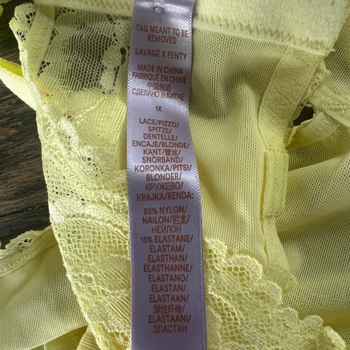 Savage X Fenty Lace Bralette Prickly Pear Yellow Bra Size 1X (38DD,40C, 40D) NWT - Picture 5 of 6