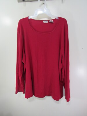 Womens White Stag Top Size 22 24 Red Pull Over Long Sleeve Ribbed