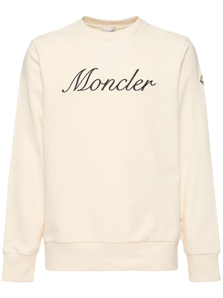 スウェット・トレーナー MONCLER WHITE COTTON SWEATSHIRT MONCLER Men's White Cotton Sweatshirt New | eBay