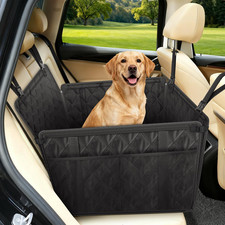 Extra Stable Dog Car Seat with Seat Belt, Waterproof Car Back Seat with 4 Storag