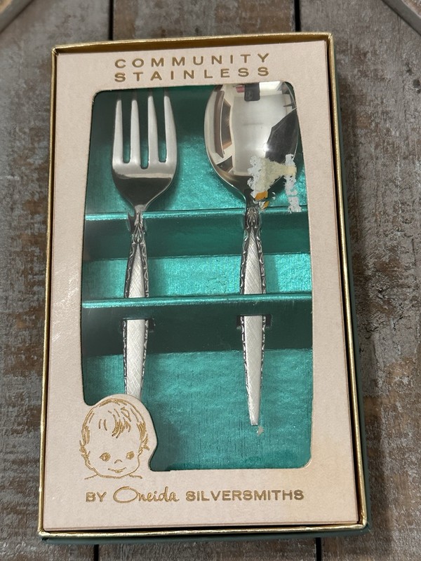 Vintage Oneida Fork and Spoon Stainless Steel Set Baby Set