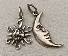 Vintage Sterling Silver Sun Crescent Moon Charms