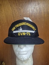 Vtg New USS Theodore Roosevelt CVN-71 Hat Snapback Made in USA Green Under Brim