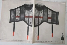 1962 Womens Warner's Merry Widow black bra garters vintage 2 Page ad