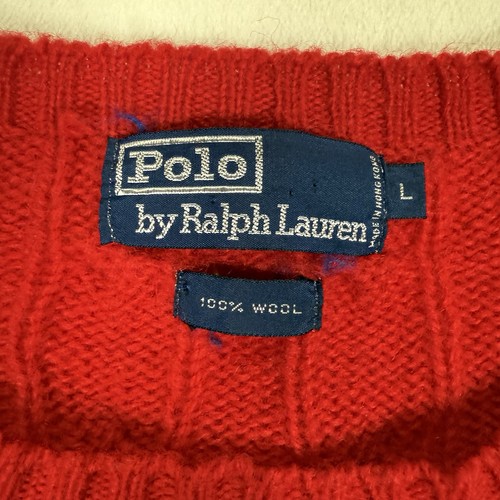 Vintage 90s Polo Ralph Lauren Red 100% Wool Cable Knit Sweater Size Large by Ralph Lauren, Size L, $64.95 - Photo 3