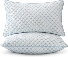 MIULEE Queen Size Bed Pillows, Memory Foam (Pack of 2), White-blue