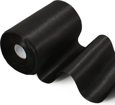 4 Inch Wide Black Solid Satin Ribbon 22yd Fabric Large Ribbon for Cutting Ceremo